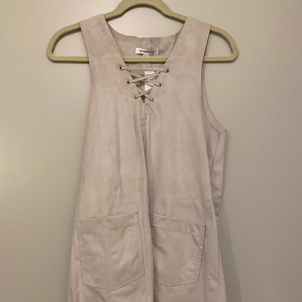 Faux Suede Front Pocket Dress